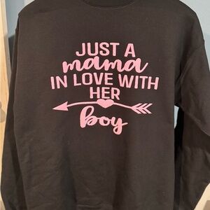 Black Sweatshirt with Pink Lettering